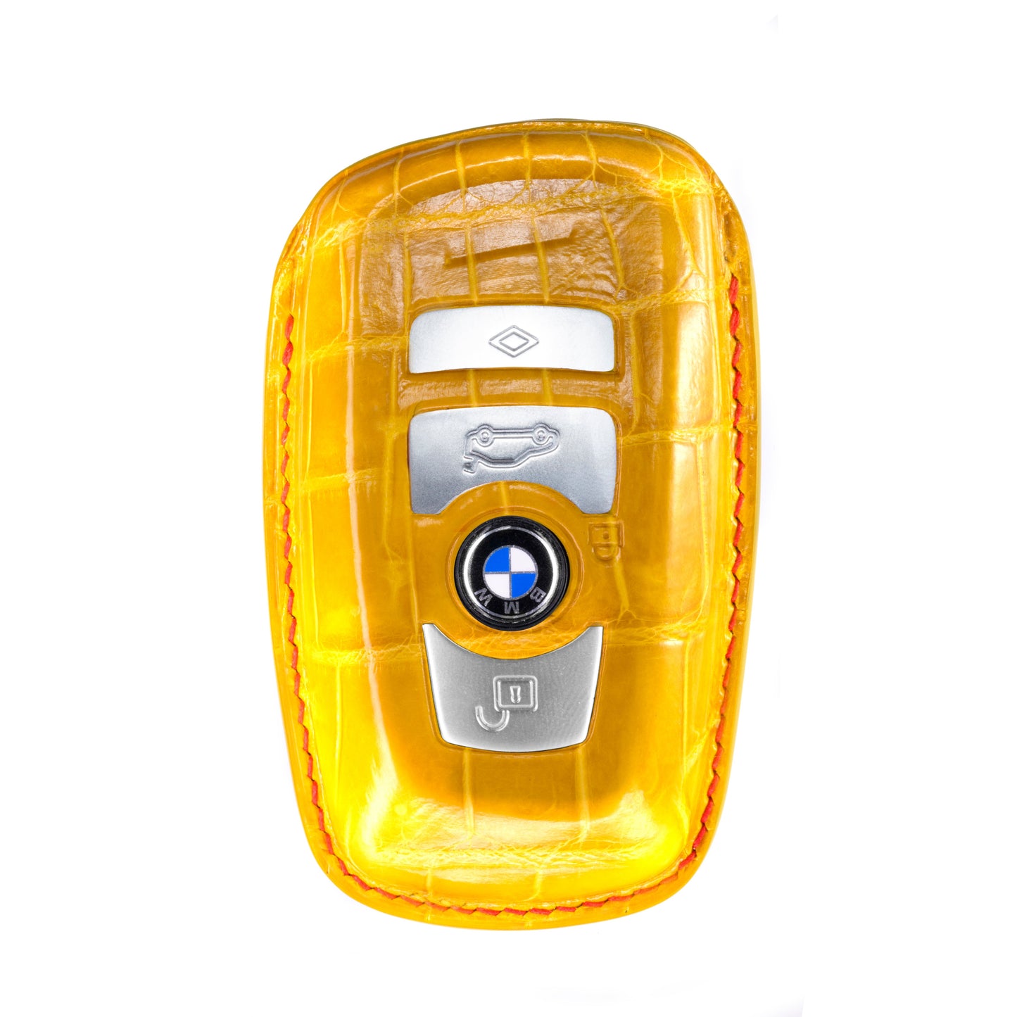 BMW 3 Buttons Key Fob Cover in Yellow Crocodile