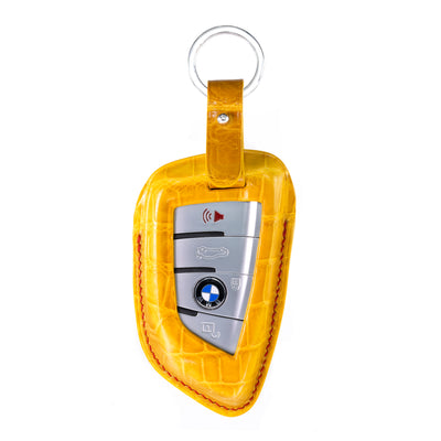 BMW SUV Key Fob Cover in Yellow Crocodile