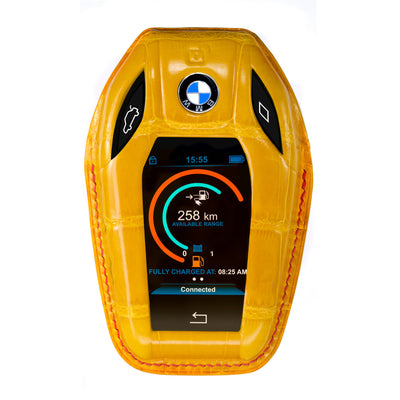 BMW G Series Key Fob Cover in Yellow Crocodile