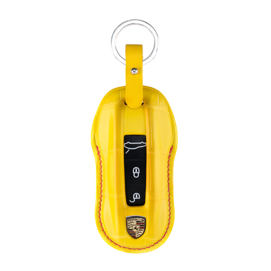 Porsche New Key Fob Cover in Matte Yellow Crocodile