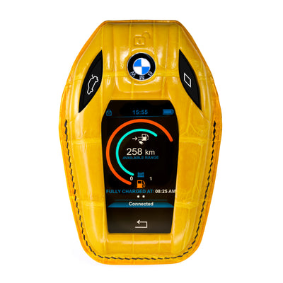 BMW G Series Key Fob Cover in Yellow Crocodile