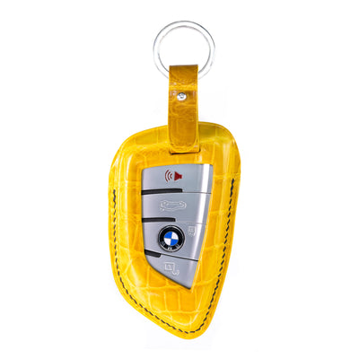 BMW SUV Key Fob Cover in Yellow Crocodile