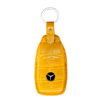 Mercedes E Class Key Fob Cover in Yellow Crocodile