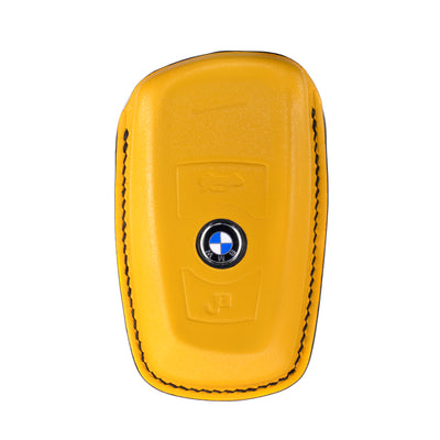 BMW 2 Buttons Key Fob Cover in Yellow Nappa