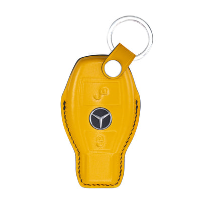 Mercedes 2 Buttons Key Fob Cover in Yellow Nappa