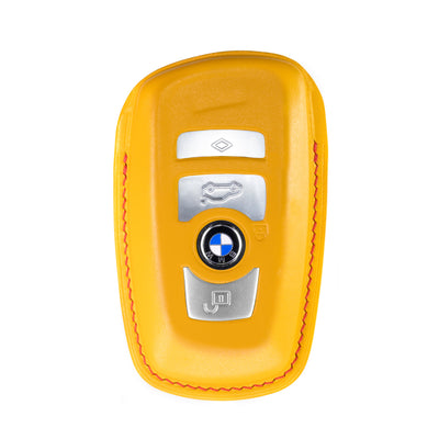 BMW 3 Buttons Key Fob Cover in Yellow Nappa