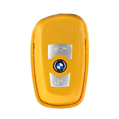 BMW 2 Buttons Key Fob Cover in Yellow Nappa