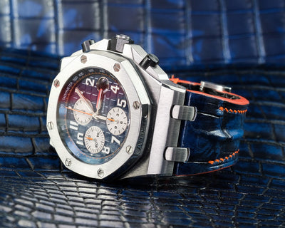 Bespoke Watch Strap in 2 Tone Blue Crocodile