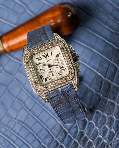 Bespoke Watch Strap in Baby Blue Himalayan Crocodile
