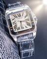Bespoke Watch Strap in Black Silver Alligator