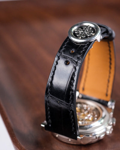 Bespoke Watch Strap in Black Crocodile