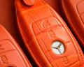Bespoke Key Fob Covers in Orange Nappa & Crocodile