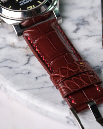 Bespoke Watch Strap in Reddish Brown Crocodile
