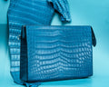 Bespoke Clutch Bag in Miami Blue Crocodile