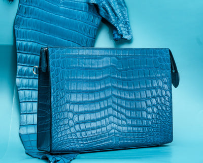 Bespoke Clutch Bag in Miami Blue Crocodile