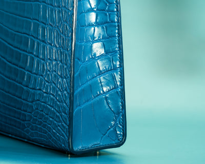 Bespoke Clutch Bag in Miami Blue Crocodile