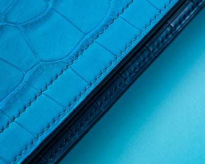 Bespoke Clutch Bag in Miami Blue Crocodile