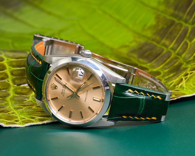 Bespoke Watch Strap in Hunter Green Crocodile