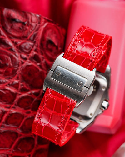 Bespoke Watch Strap in Ferrari Red Crocodile