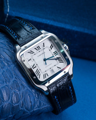 Bespoke Watch Strap in Navy Blue Crocodile