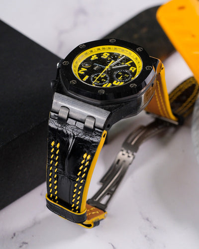 Bespoke Watch Strap in Black Crocodile