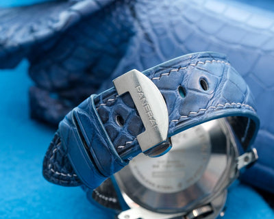 Bespoke Watch Strap in Baby Blue Himalayan Crocodile