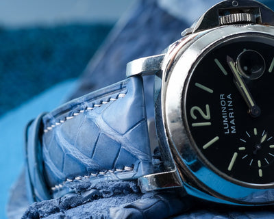 Bespoke Watch Strap in Baby Blue Himalayan Crocodile