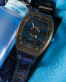 Bespoke Watch Strap in Tie Dye Blue Crocodile