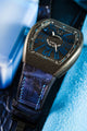 Bespoke Watch Strap in Tie Dye Blue Crocodile