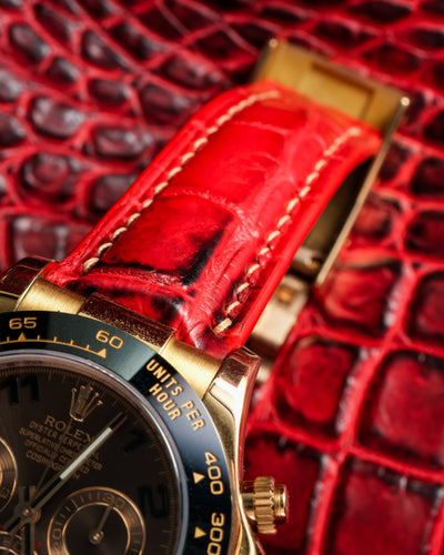 Bespoke Watch Strap in Red Himalayan Crocodile