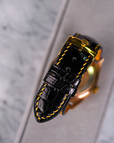 Bespoke Watch Strap in Black Crocodile