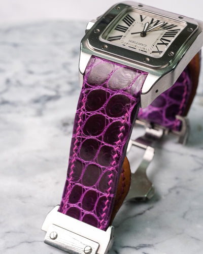 Bespoke Watch Strap in Lavender Purple Crocodile