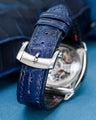 Bespoke Watch Strap in Tie Dye Blue Crocodile