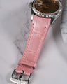 Bespoke Watch Strap in Baby Pink Crocodile