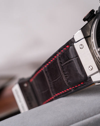 Bespoke Watch Strap in Charcoal Grey Crocodile