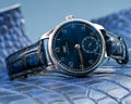 Bespoke Watch Strap in Tie Dye Blue Crocodile