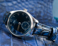 Bespoke Watch Strap in Tie Dye Blue Crocodile