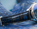 Bespoke Watch Strap in Tie Dye Blue Crocodile