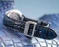 Bespoke Watch Strap in Tie Dye Blue Crocodile