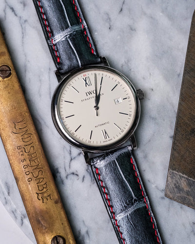 Bespoke Watch Strap in Black Silver Alligator