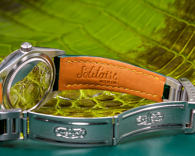 Bespoke Watch Strap in Hunter Green Crocodile