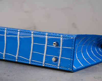 Bespoke Clutch Bag in 2 Tone Blue Silver Alligator