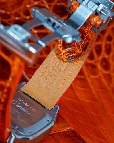 Bespoke Watch Strap in Orange Himalayan Crocodile