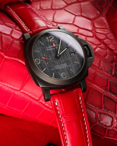 Bespoke Watch Strap in Ferrari Red Crocodile