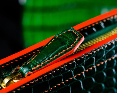 Bespoke Clutch Bag in Pine Green Crocodile