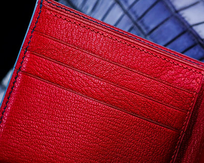 Bespoke Bifold Wallet in Grey Rubbed Off Crocodile