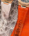 Bespoke Watch Straps in Natural & Orange Himalayan Crocodile