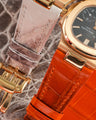Bespoke Watch Straps in Natural & Orange Himalayan Crocodile