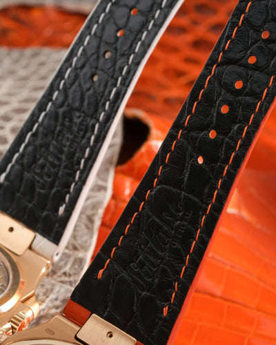 Bespoke Watch Straps in Natural & Orange Himalayan Crocodile