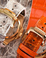 Bespoke Watch Straps in Natural & Orange Himalayan Crocodile